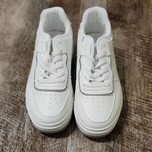 PrettyLittleThing Gray and White Platform Shoes